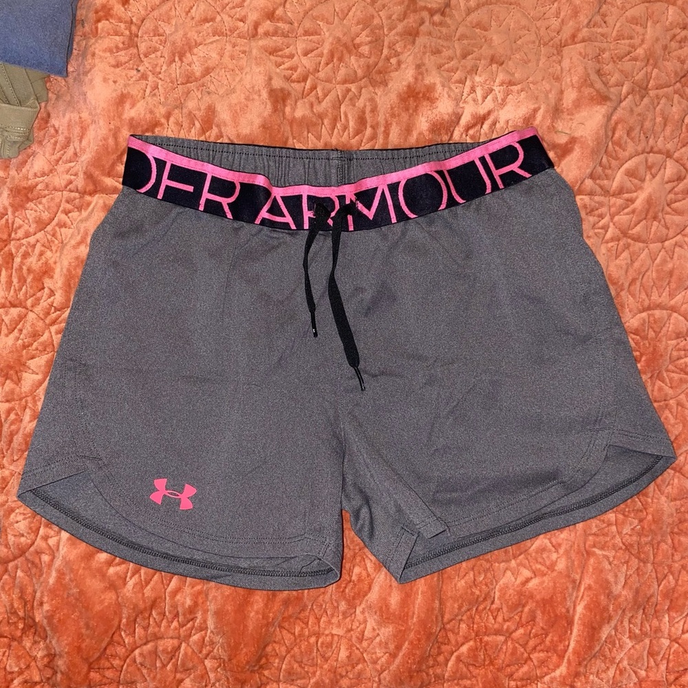 Under Armour Women's Gray Shorts with Pink Accents Size XS